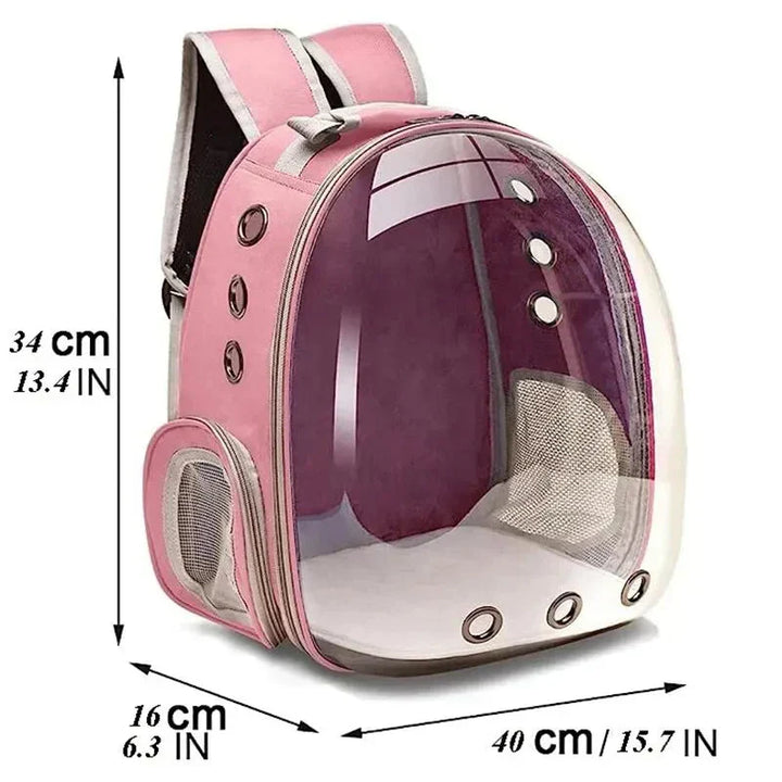 Ventilated pet carrier for small animals, a comfortable and secure backpack for car travel.