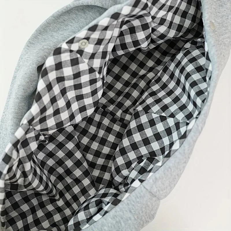 Comfortable small pet shoulder sling, grey terylene carrier for cats & dogs.