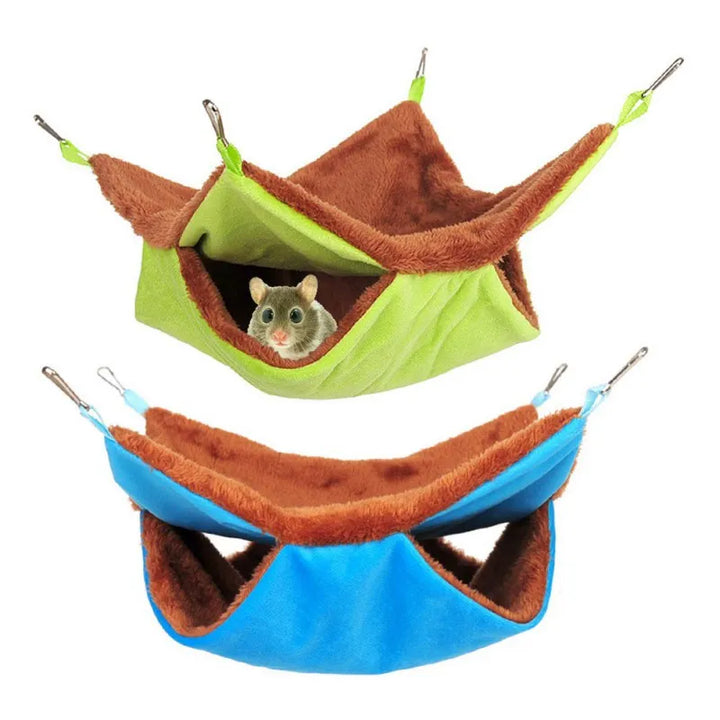 Small pet cozy fabric hanging hammock bed for rodents, soft and comfortable cage decor