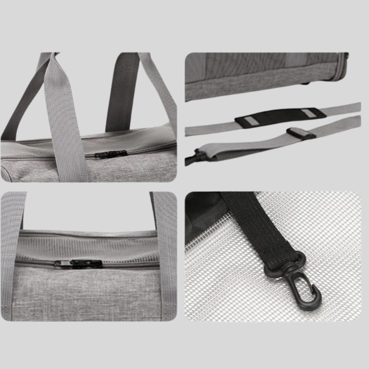 Portable pet travel bag, ideal for airline use, designed for comfort and safety of small cats and dogs