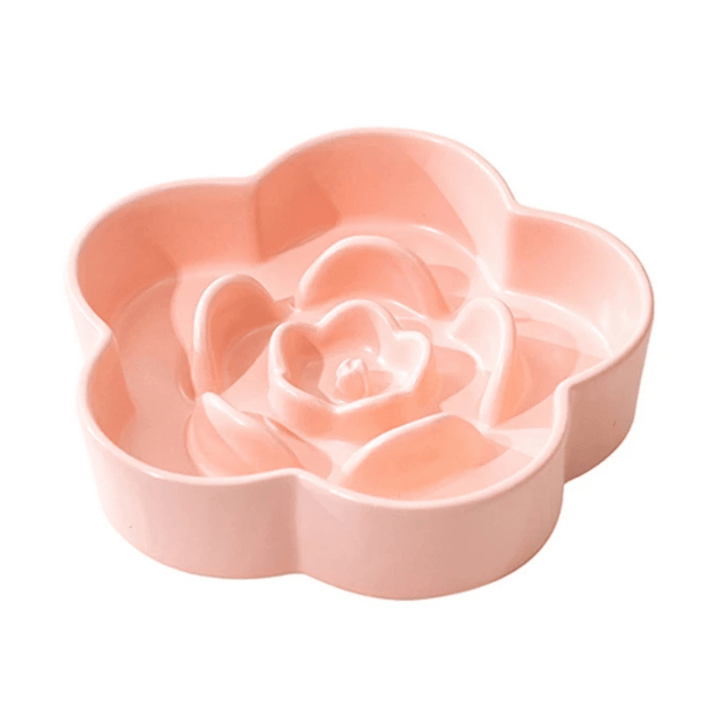 Anti-gobble ceramic slow feeder dog bowl, white, 6.7 inch, promoting healthy digestion