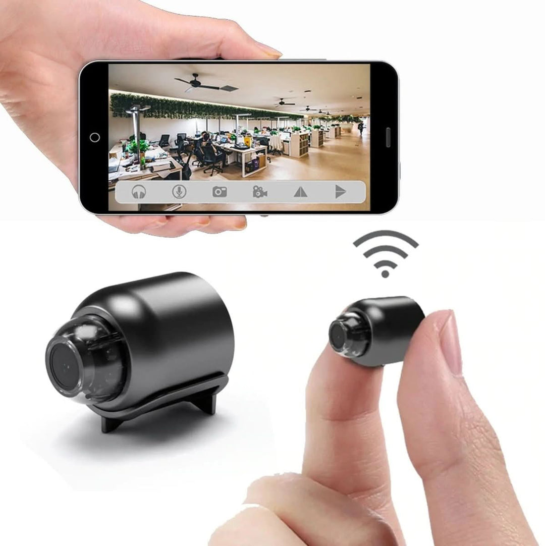 Portable mini wireless camera with HD video, perfect for mobile monitoring and discreet surveillance.
