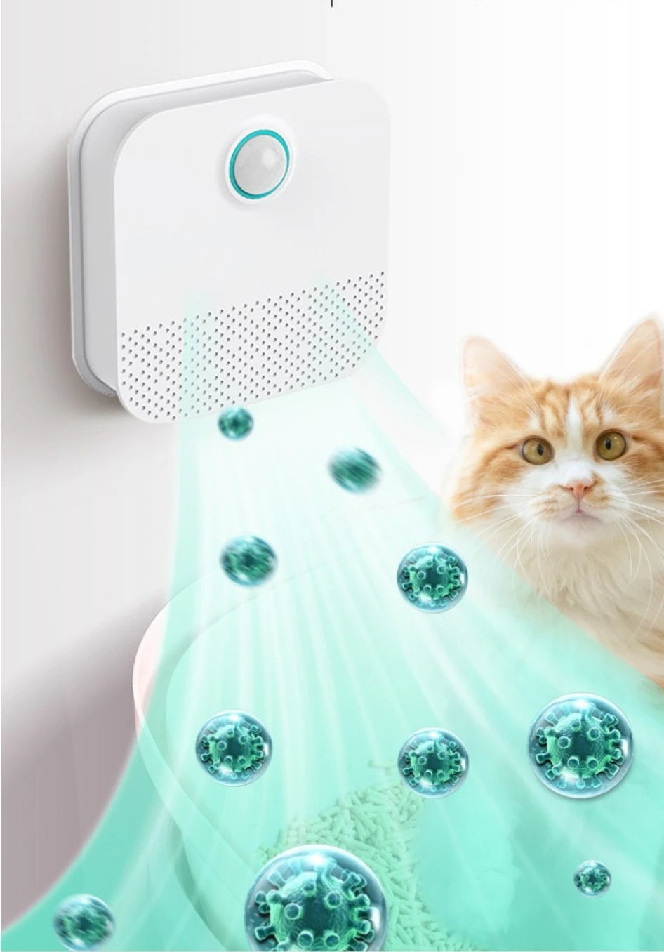 Smart cat litter box deodorizer for automatic odor elimination, keeping home fresh