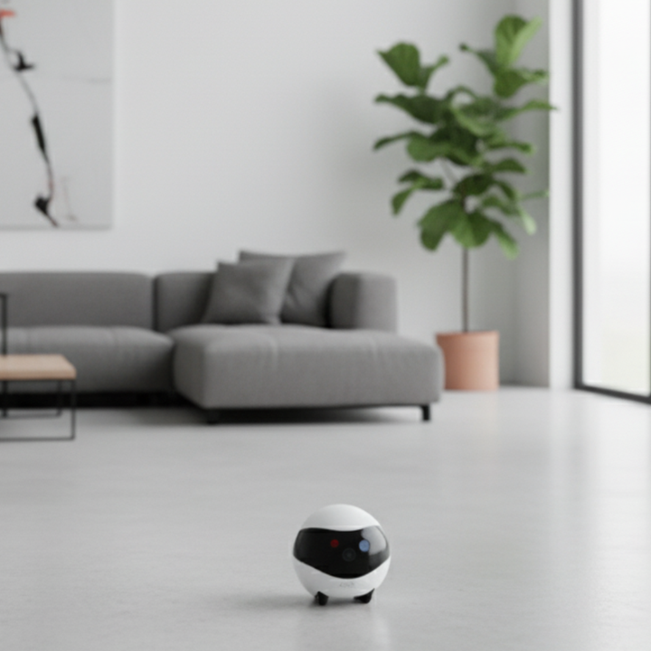 Pet camera with clear night vision, two-way audio, and 360-degree pan for home security.