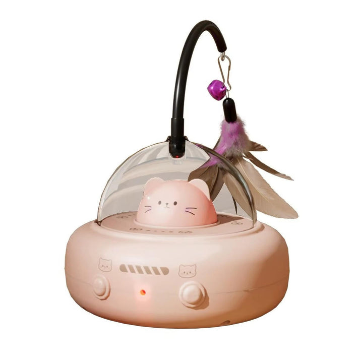 Cat entertainment device: automatic laser toy with feather and bells, a smart interactive solution