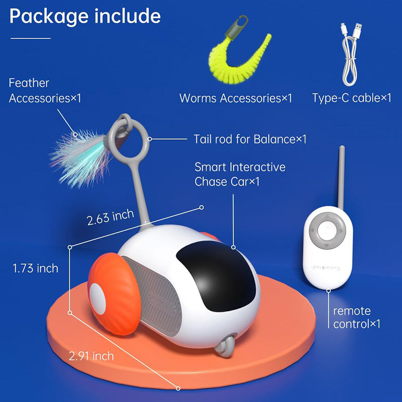 Blue smart interactive remote control cat toy, enhancing playtime and feline activity.
