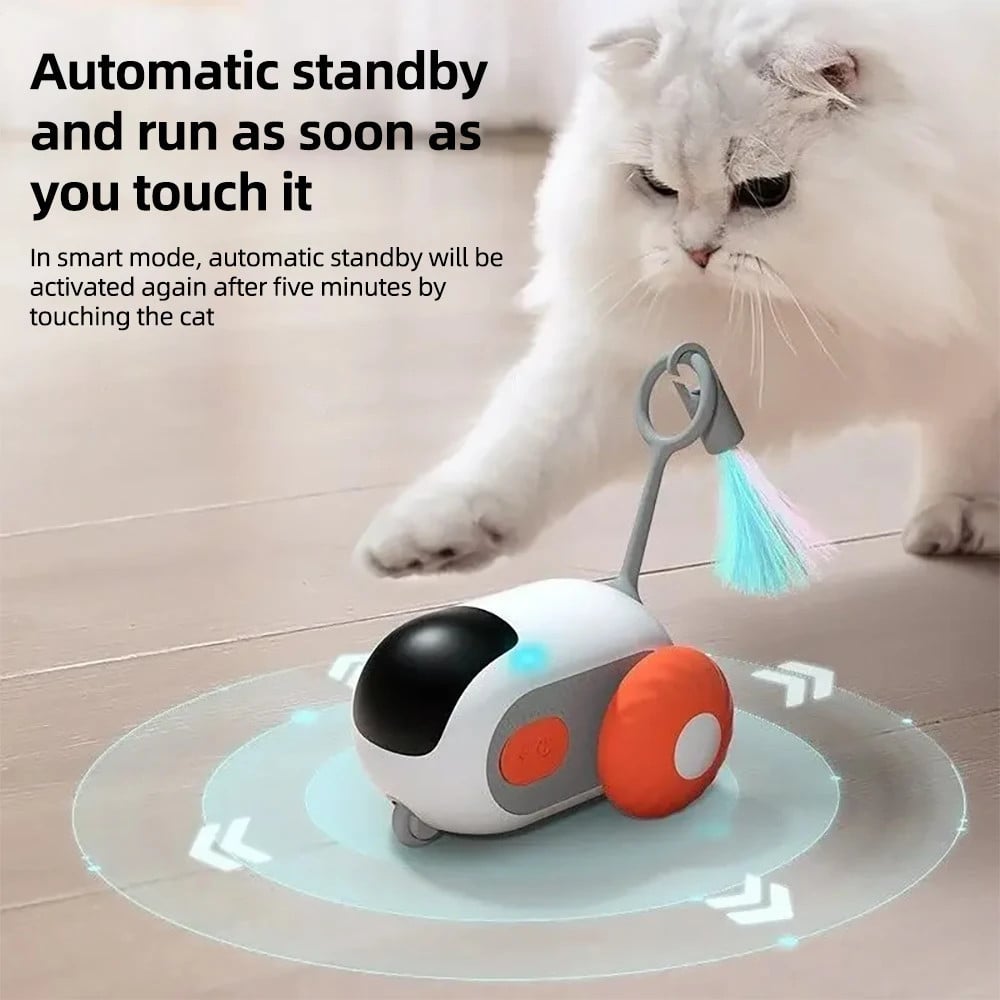Interactive cat toy with remote control, black, providing endless playtime for pets.