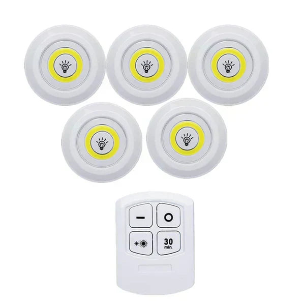 Versatile LED puck lights with warm/cold white options & remote. Great for cabinet, closet, home decor.