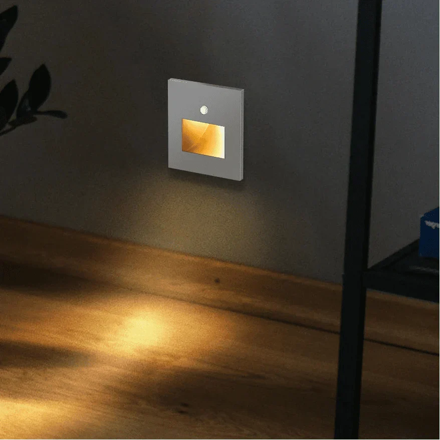 Wireless LED stair light, motion-activated for enhanced home safety in hallways.