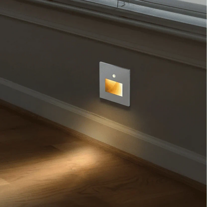 Modern LED stair light with smart motion sensor for automatic, energy-saving home lighting.