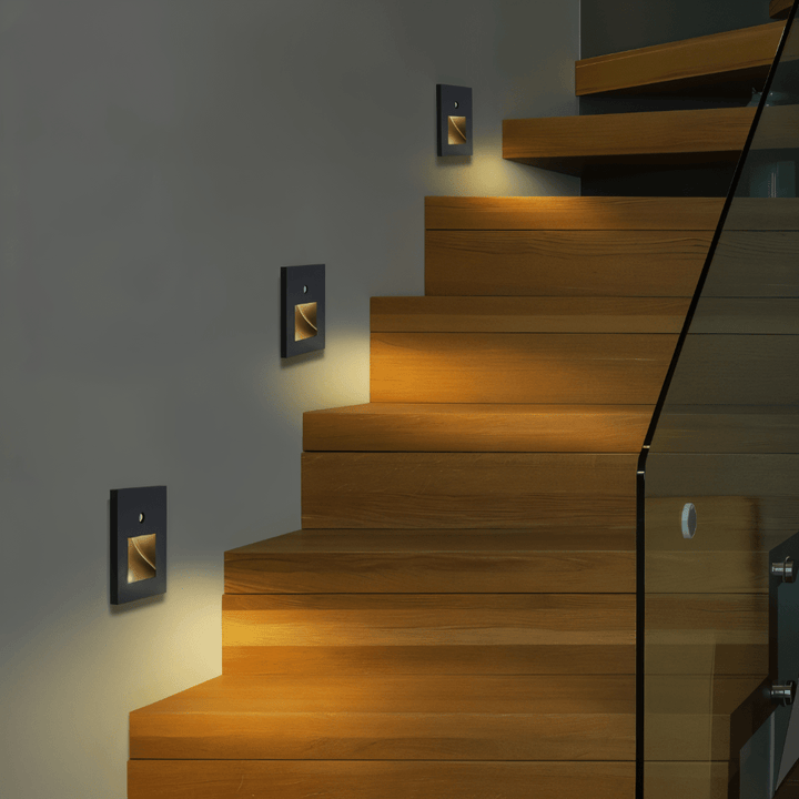 Prevent falls with a motion-activated LED night light strip for dark stairs & landings.