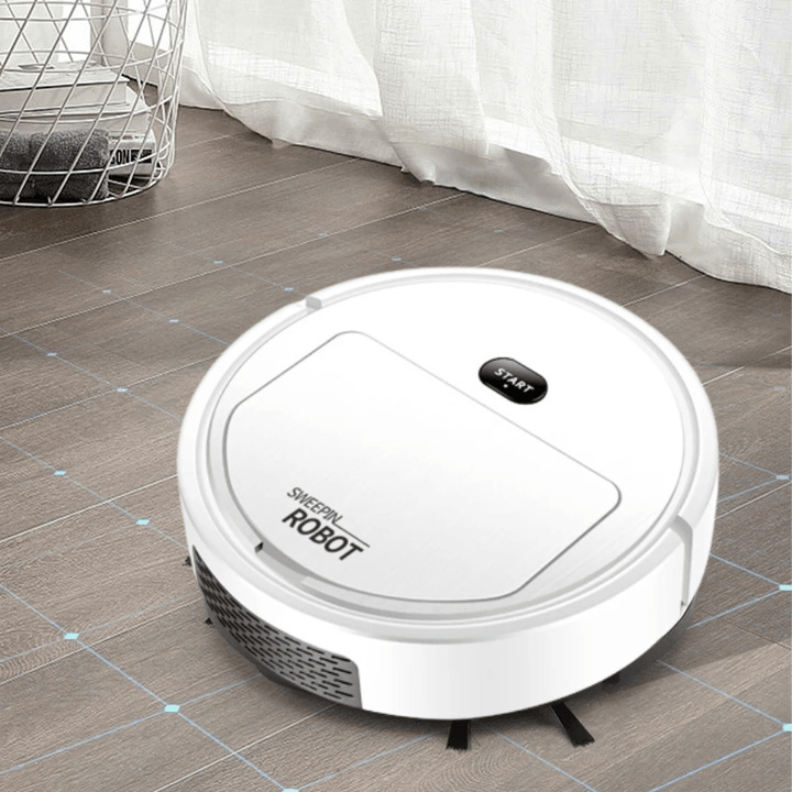 Smart robot vacuum for automated home cleaning, efficiently removing dust & pet hair from floors.