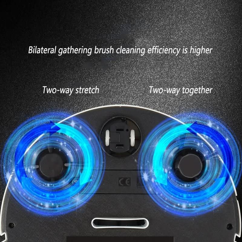 Automatic robot cleaner navigating under furniture, efficiently removing dust & pet hair for a pristine smart home.