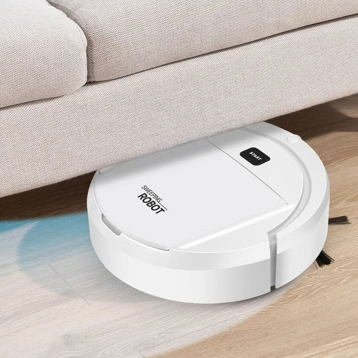 Smart home robot vacuum with advanced sensors for efficient, automatic floor cleaning & pet hair/dust control.