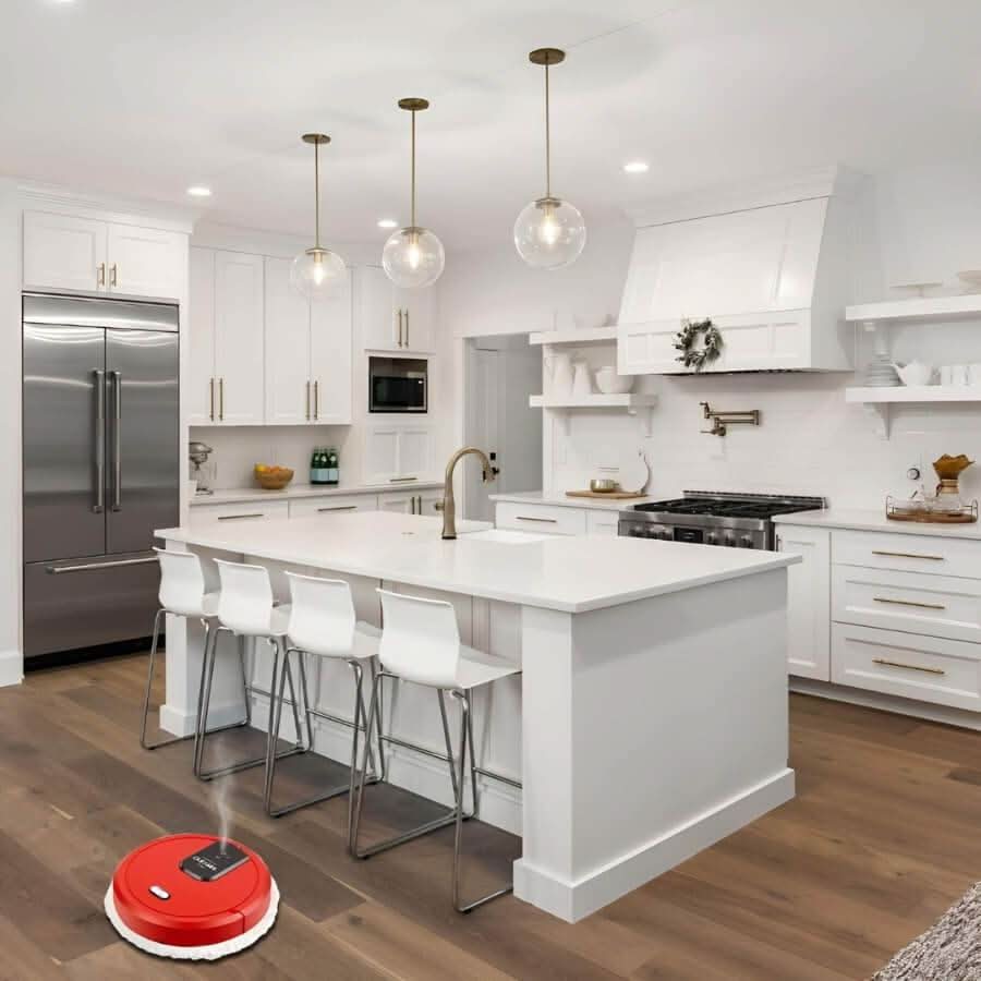 Versatile robotic floor mop for hardwood & carpet. Quiet automatic cleaning.
