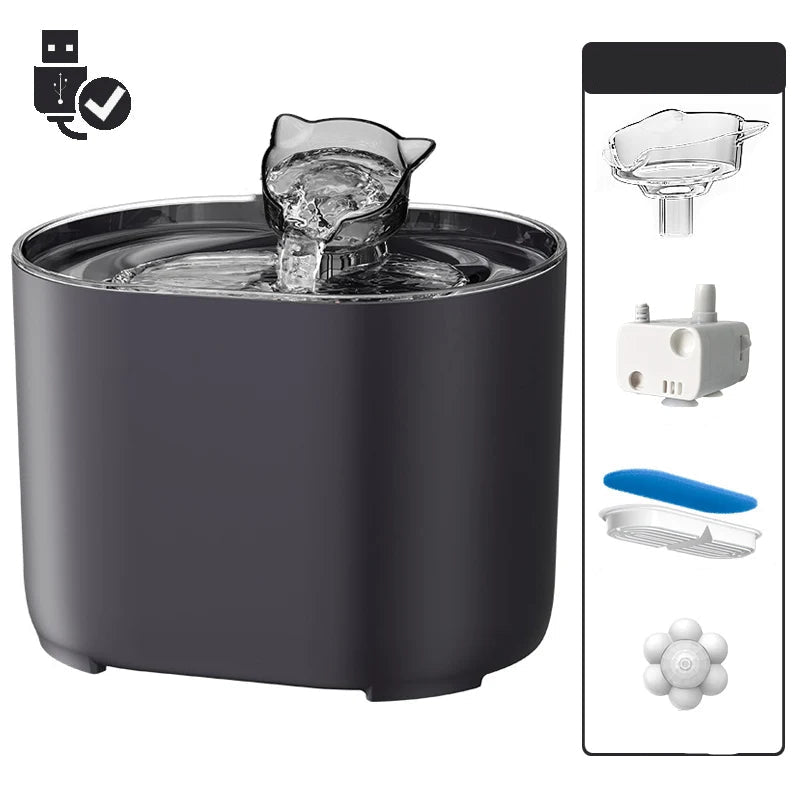 Smart sensor automatic pet water fountain, a modern pet accessory for continuous fresh water.