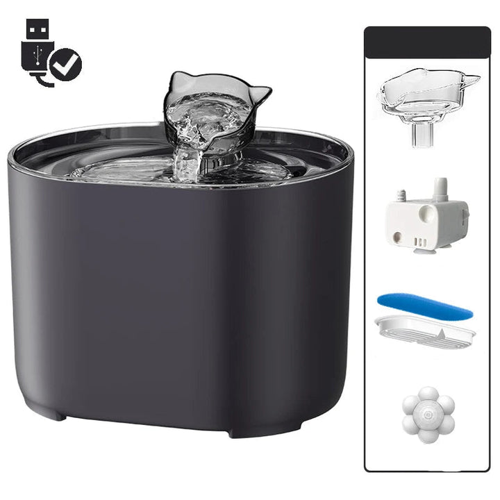 Smart sensor automatic pet water fountain, a modern pet accessory for continuous fresh water.