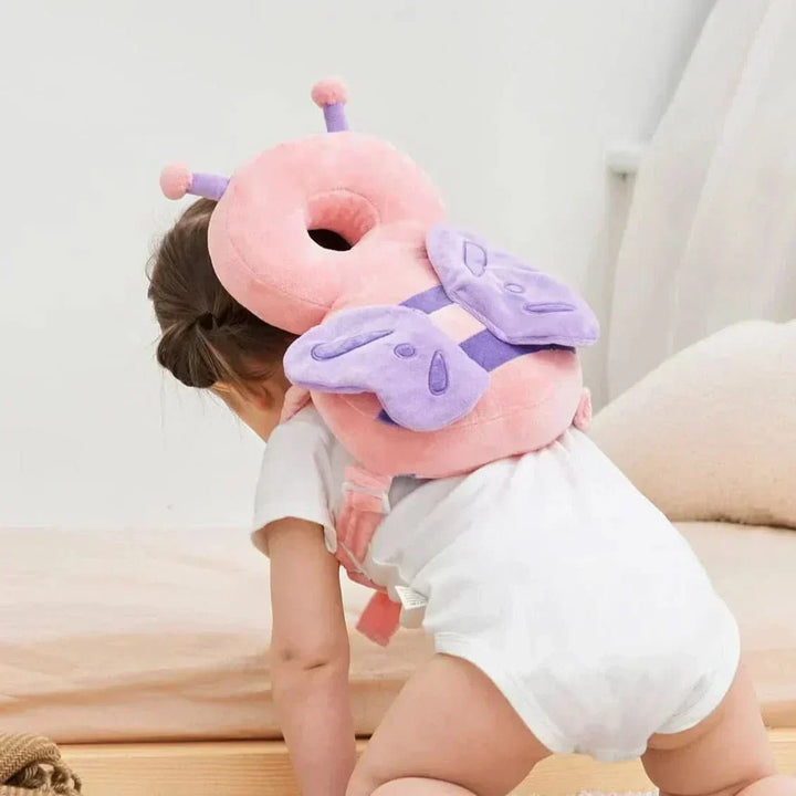 Lightweight, soft baby head protector in a cute design, perfect for infants learning to crawl & walk.