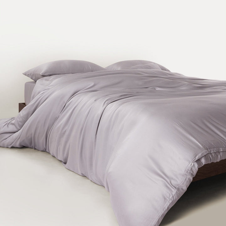Elegant bedroom featuring pet hair repellent bamboo duvet cover and pillow shams
