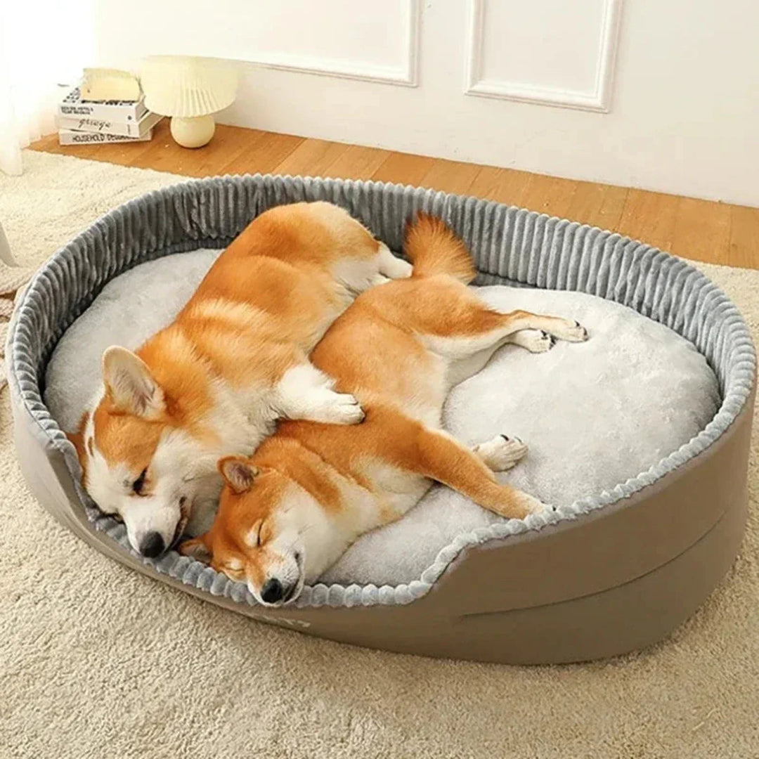 Comfortable cat bolster bed featuring a removable, machine-washable cushion and water-resistant bottom.