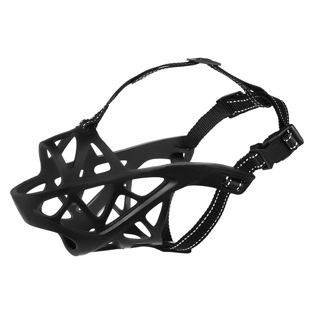 Durable, soft mesh dog muzzle for pet training, safety, and preventing bites. Adjustable fit.