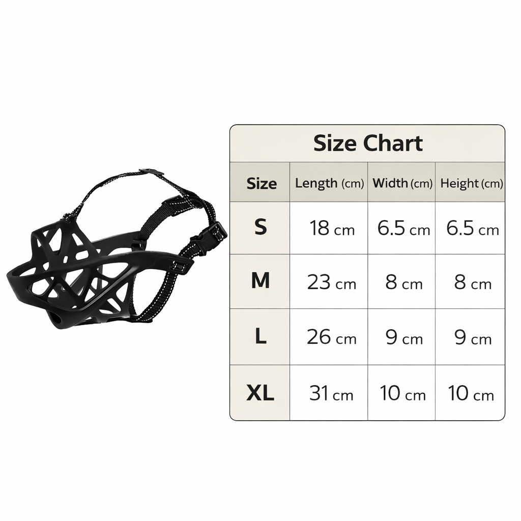 Comfortable, adjustable dog muzzle with breathable mesh for pet training, anti-barking & safety.