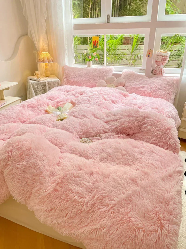 Candy-colored plush duvet cover for soft, warm, and cozy luxury bedding.