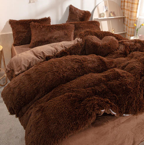 Velvet plush duvet cover in candy hues, providing warm bedding and ultimate cozy comfort.