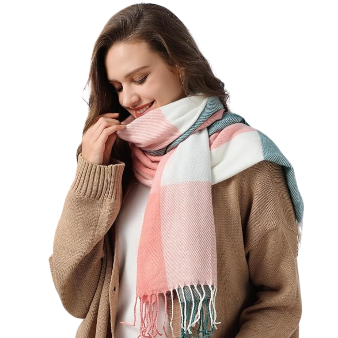 Classic women's cashmere scarf, a timeless design, soft & warm for any winter occasion.