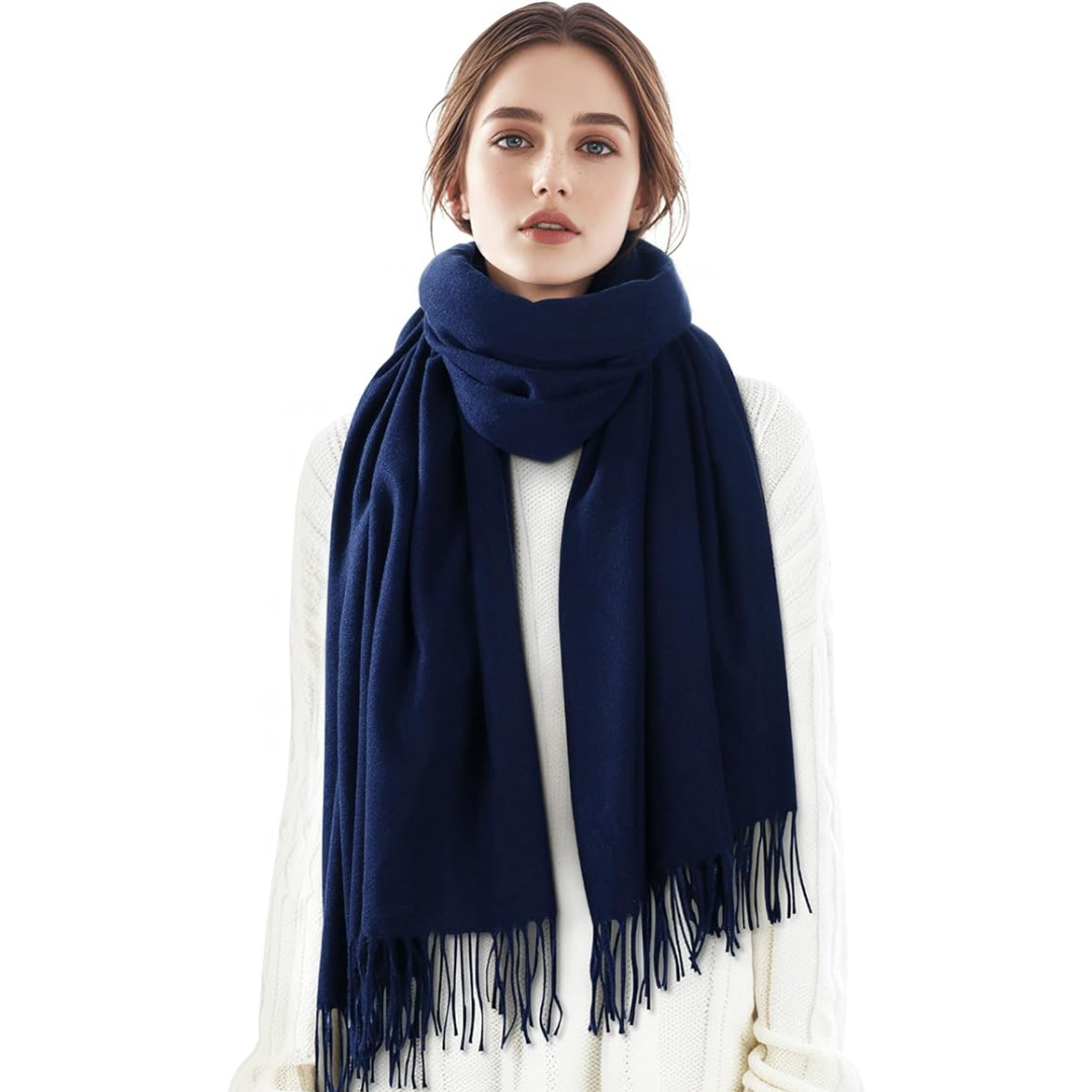 Elegant checked cashmere women's scarf, super soft & warm, perfect for cold weather.