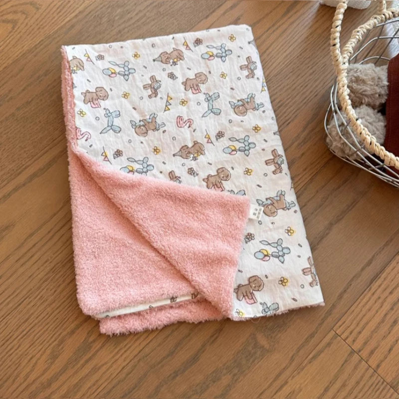 Soft coral fleece pet bed for small dogs & cats, washable plush animal bedding