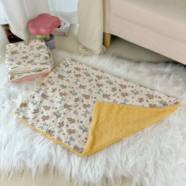 Warm gray plush pet bed, washable pillow for cats or small dogs, soft animal bedding