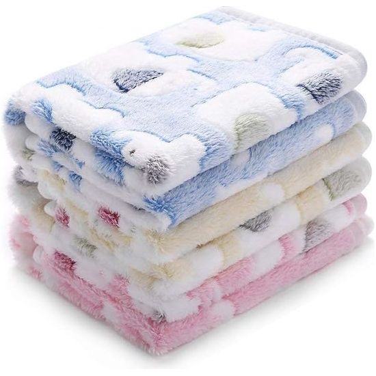 Soft coral velvet pet blanket set for dogs and cats, animal print, cozy comfort