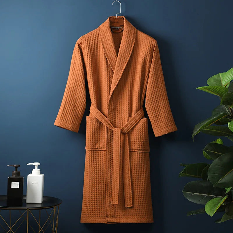 High-quality men's bath robe made from soft cotton, designed for comfort and leisurely home wear.