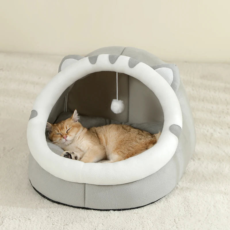 Cozy and soft cotton pet cave bed, designed for ultimate comfort for cats and small dogs.