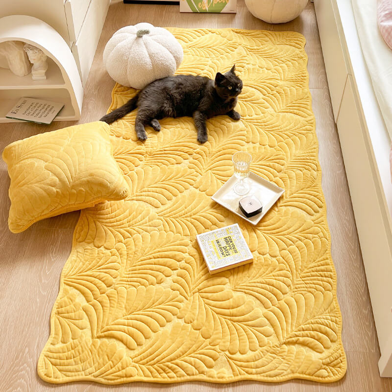 Washable leaf pattern sofa protector made from soft cotton, enhancing home decor. Ideal for pets.
