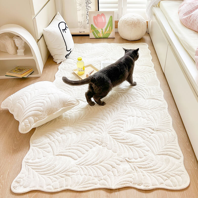 Durable cotton sofa cover with an intricate leaf pattern, designed to be anti-scratch. Easy to clean.