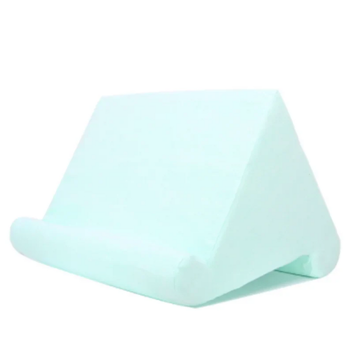 Ergonomic phone & tablet stand pillow, soft cushion for comfortable viewing.