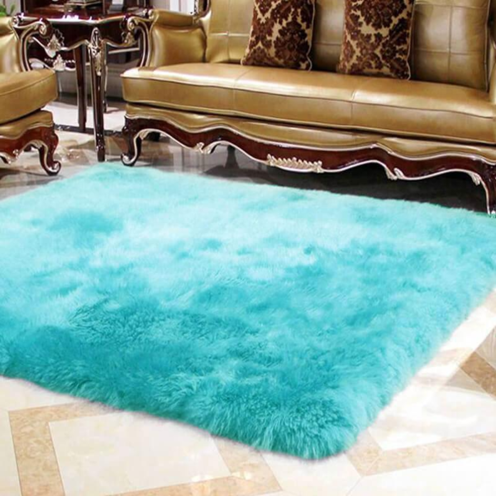 Decorative faux fur rug, white, perfect for cozy home interiors