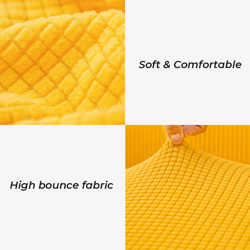Full-wrapped sofa protector cover on a modern couch, showcasing its snug fit and pet-friendly features