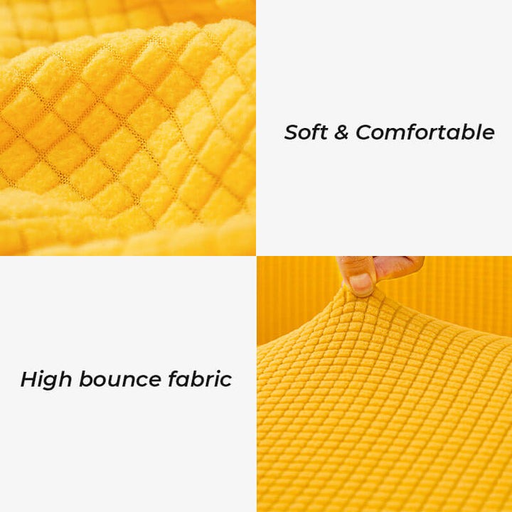 Full-wrapped sofa protector cover on a modern couch, showcasing its snug fit and pet-friendly features