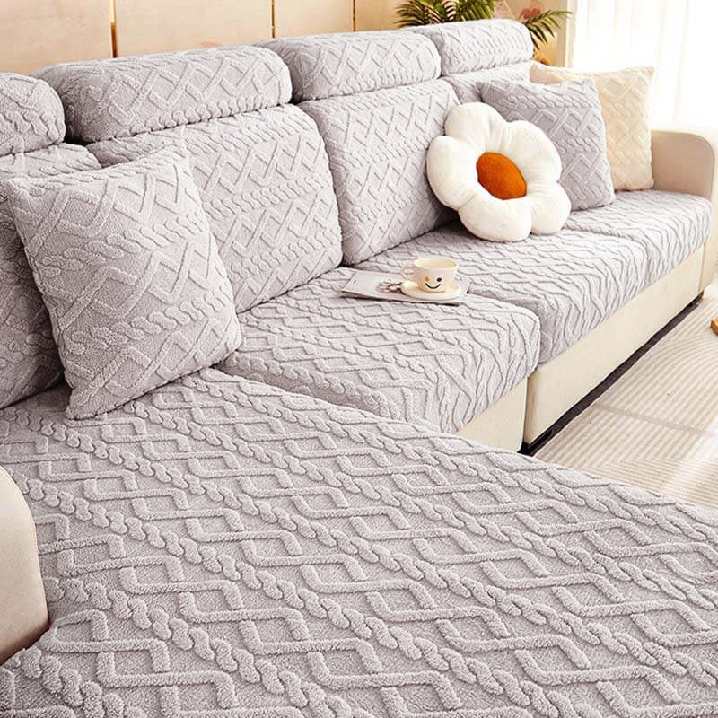 Soft touch fleece full wrap couch cover, ideal for families and pet owners, easy to install.