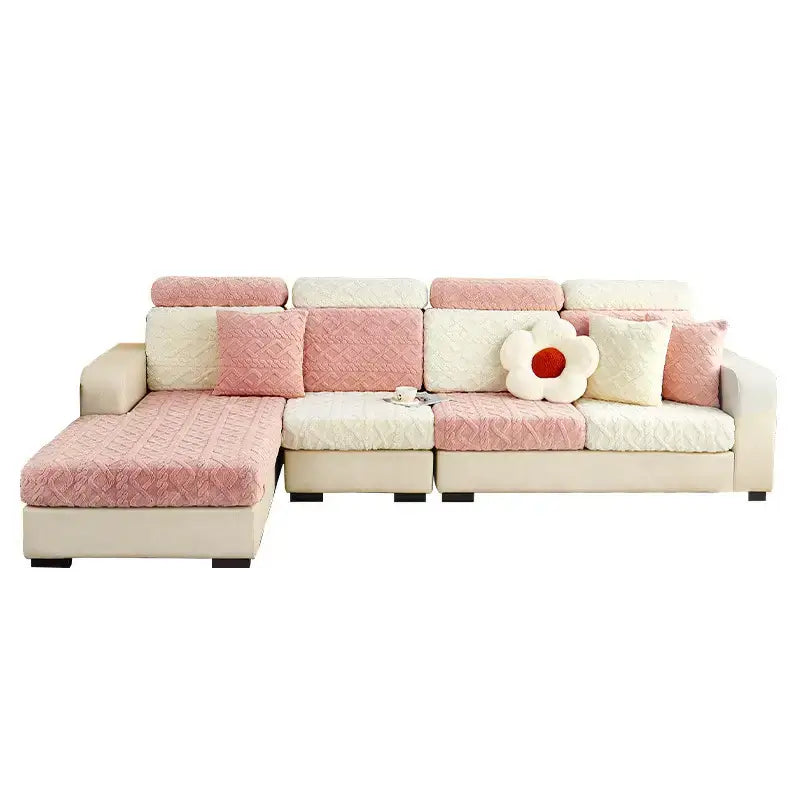 Cozy and pet-friendly full wrap fleece stretch couch cover, transforming any sofa into new home decor.