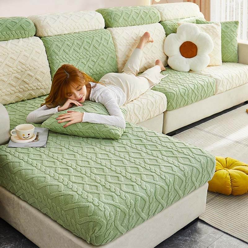 Unisex full wrap fleece couch cover, an all-season sofa protector ideal for pet-friendly homes.