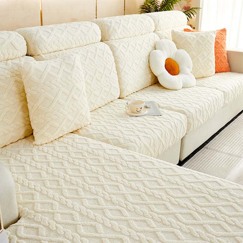 Durable fleece couch cover, full wrap design for all-season furniture protection and home decor.