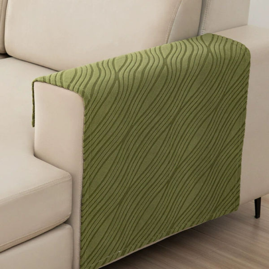 Pair of new furry non-slip sofa armrest covers, ideal for pet friendly homes, furniture protection.
