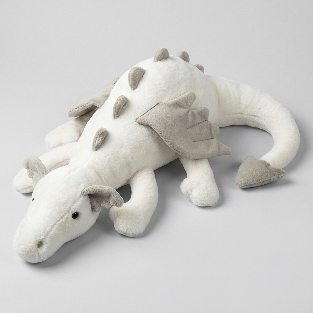 Adorable plush dragon toy, a soft & vibrant stuffed animal, excellent kids' gift for fantasy lovers and playroom decor.