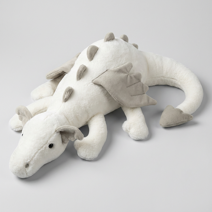 Adorable plush dragon toy, a soft & vibrant stuffed animal, excellent kids' gift for fantasy lovers and playroom decor.
