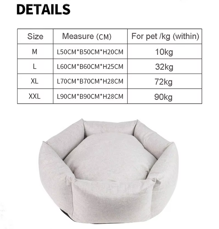 Modern dog accessory: a grey pet bed with elevated sides, perfect for dogs who love to nest and feel secure.