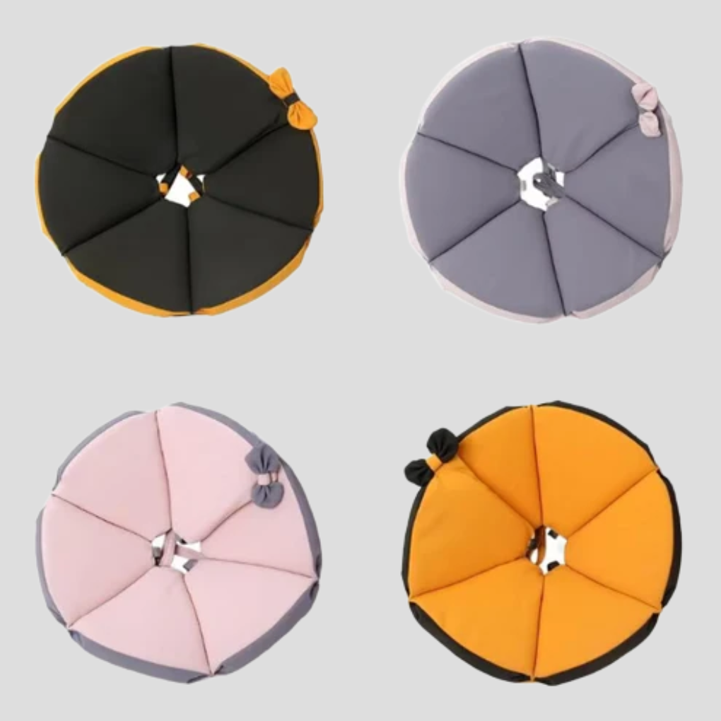 Dog accessories: a grey soft padded e-collar, perfect as a protective cone for post-surgical pet recovery.